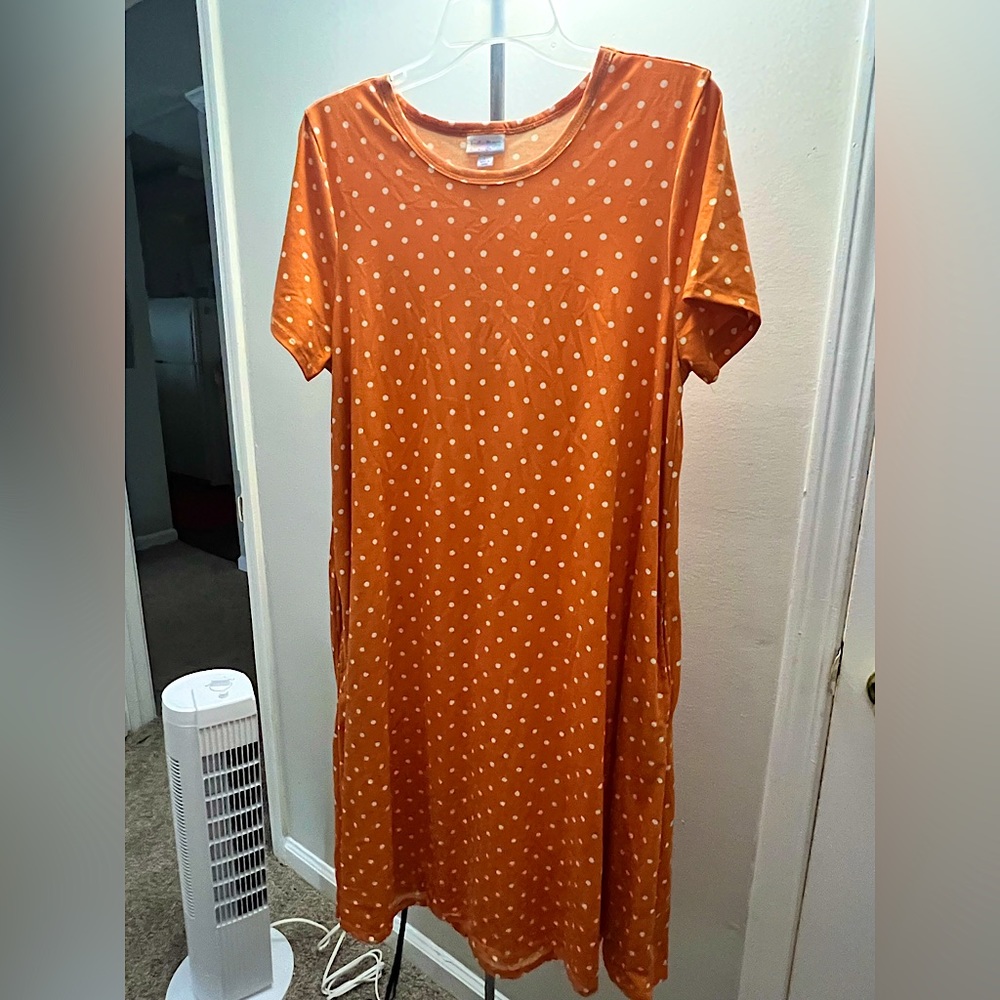 Orange Polka Dot Size L Lularoe Dtess
